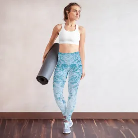 Light blue yoga pants - Ocean print - Ocean sprite Yoga Leggings
