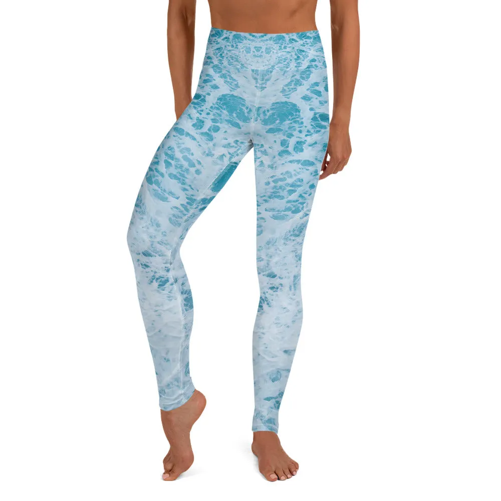 Light blue yoga pants - Ocean print - Ocean sprite Yoga Leggings