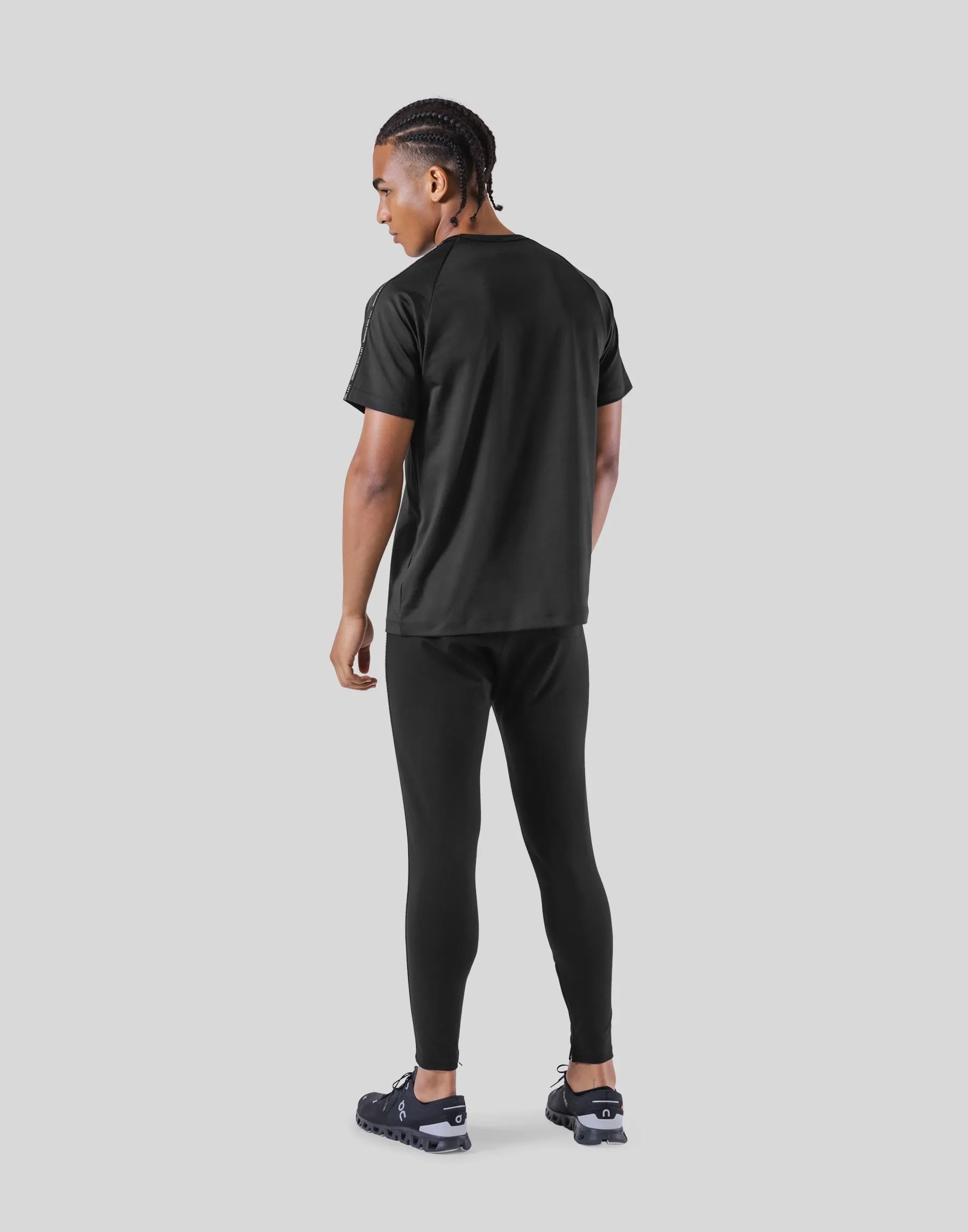 Logo Line Stretch T-Shirt - Black