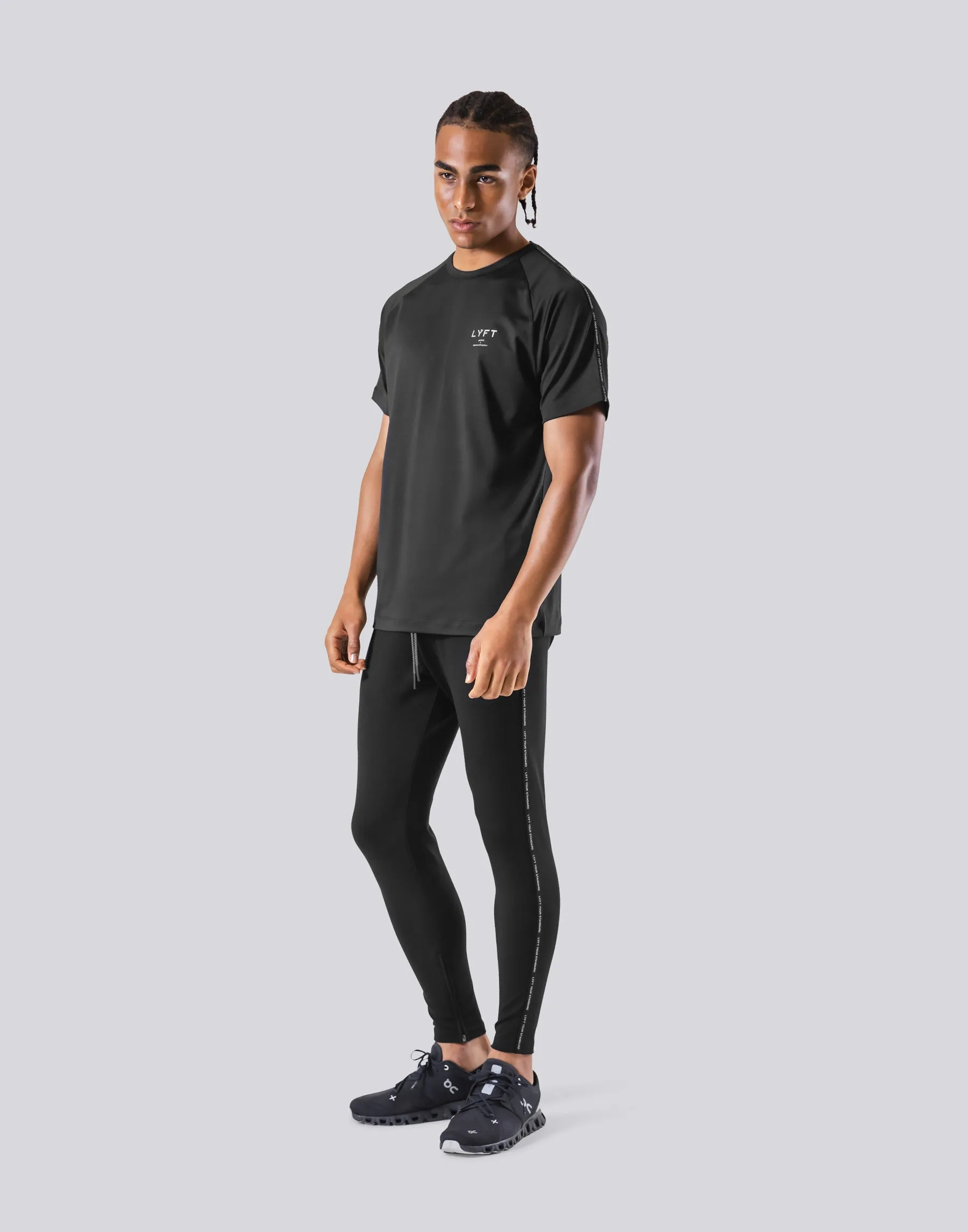 Logo Line Stretch T-Shirt - Black