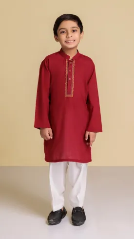 MAR00N-KURTA SHALWAR-2 PIECE (BKSS-020) B9
