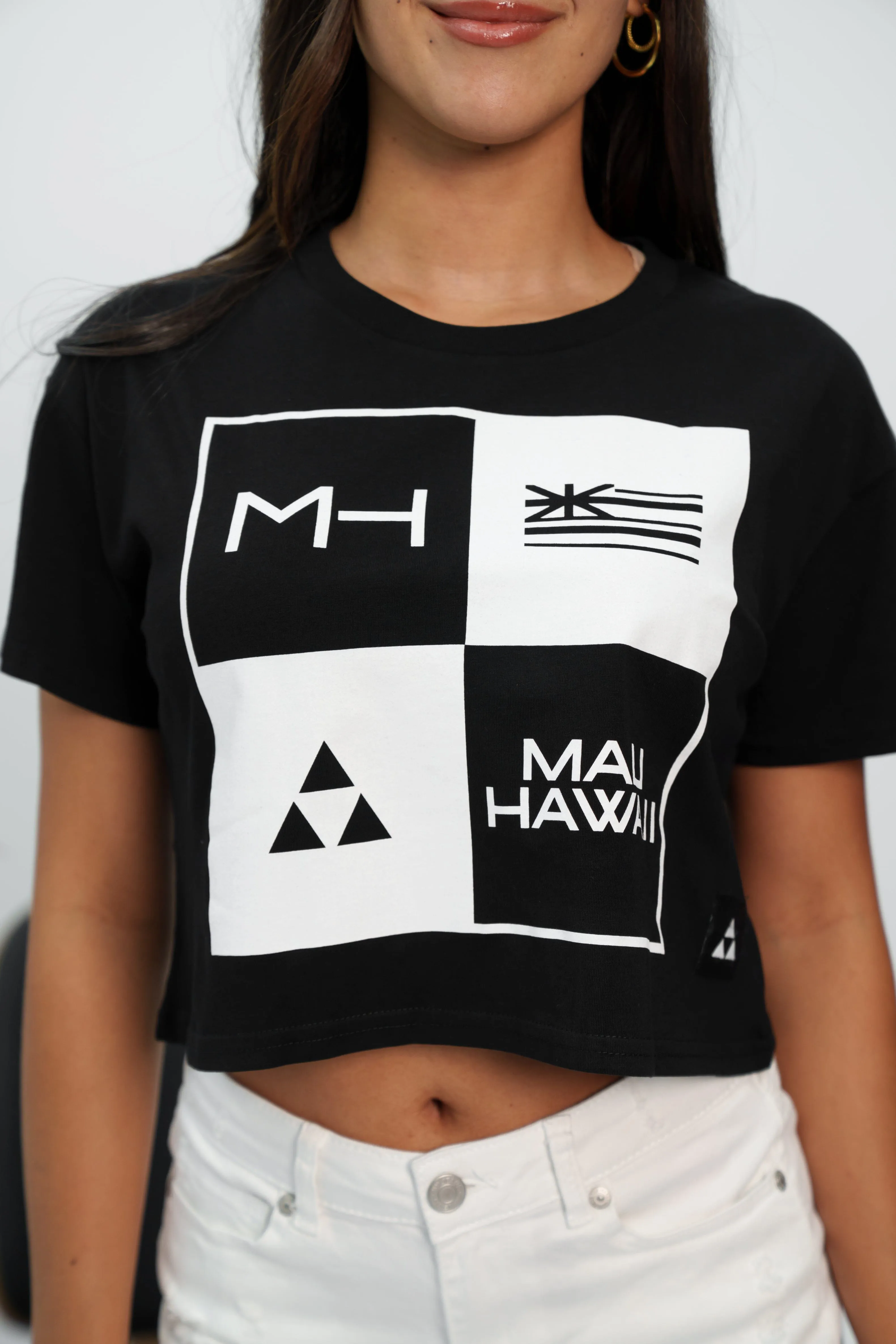MAU WOMEN'S BLACK & WHITE SQUARE TOP