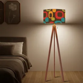 Mid Mod Chocolate Brown, Groovy Geometric Designed, Retro Tripod Floor Lamp