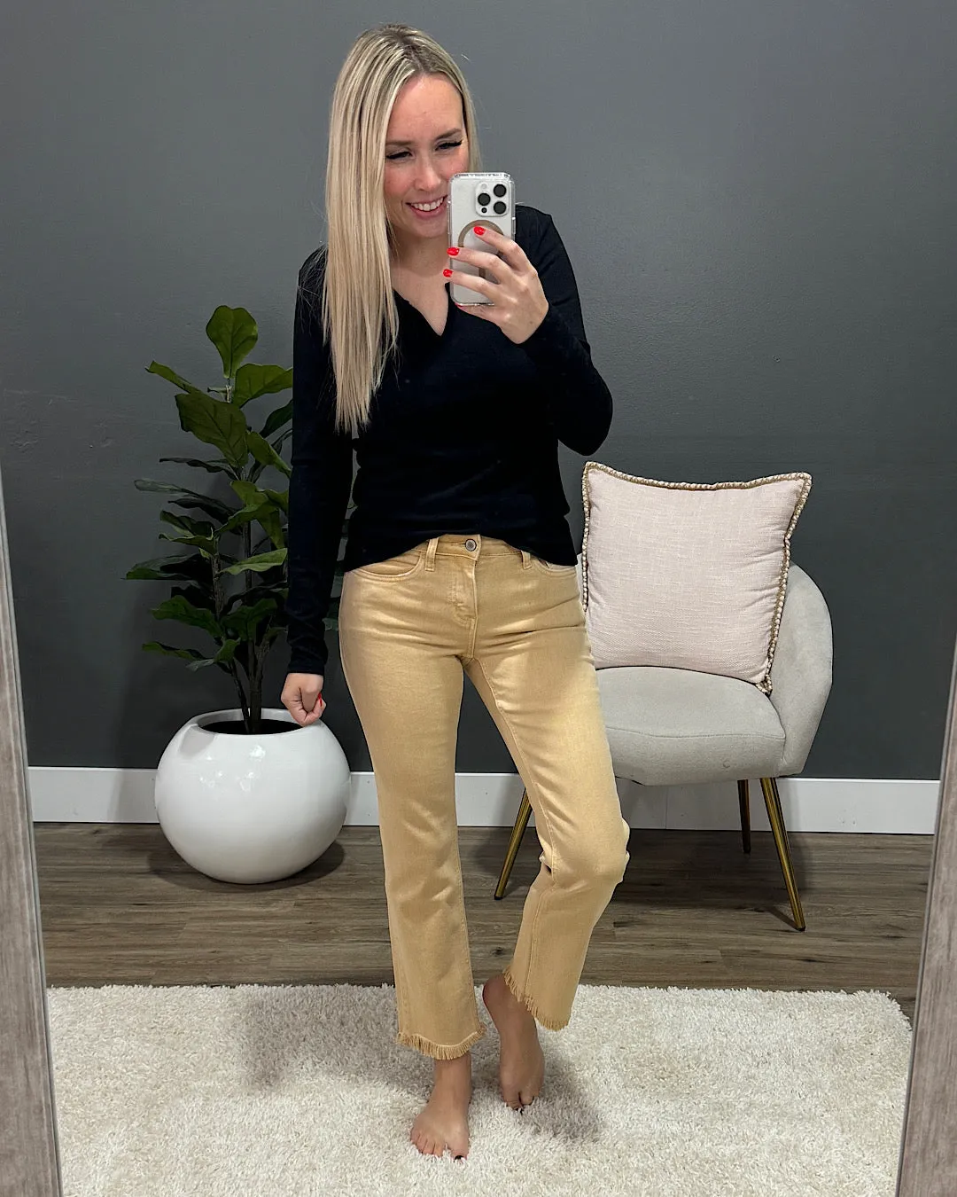 NEW! Dani Notched Neck Long Sleeve Top - Ivory