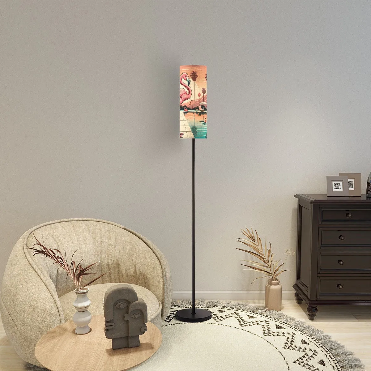 Palm Springs California Kitschy Mod Slim Remote Control Floor Lamp