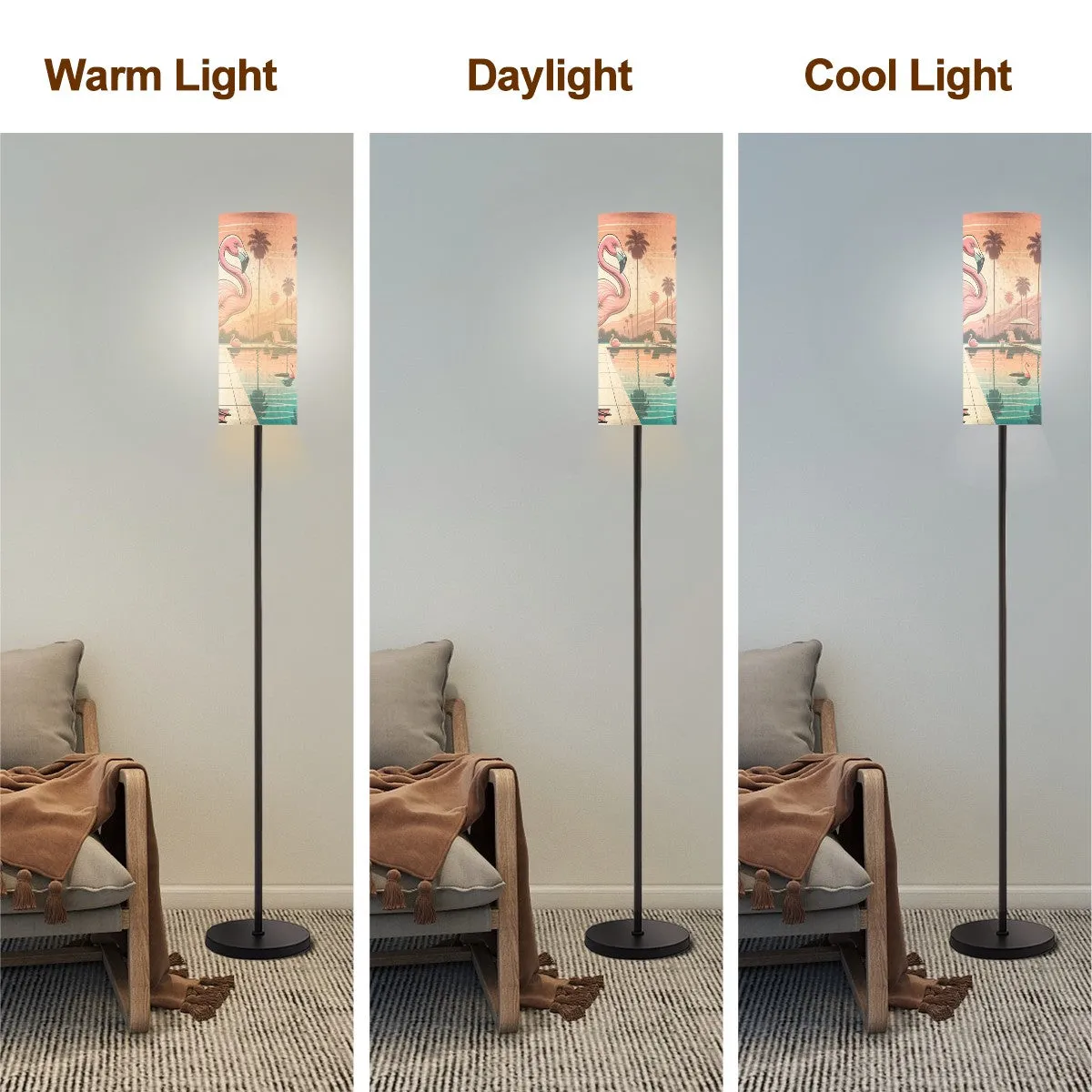Palm Springs California Kitschy Mod Slim Remote Control Floor Lamp