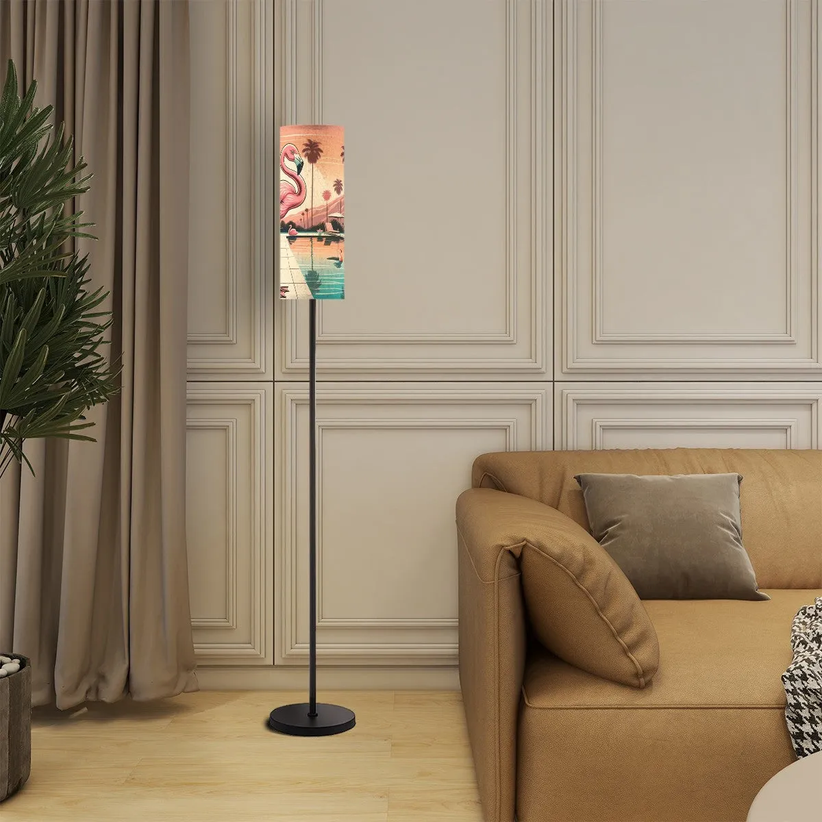 Palm Springs California Kitschy Mod Slim Remote Control Floor Lamp