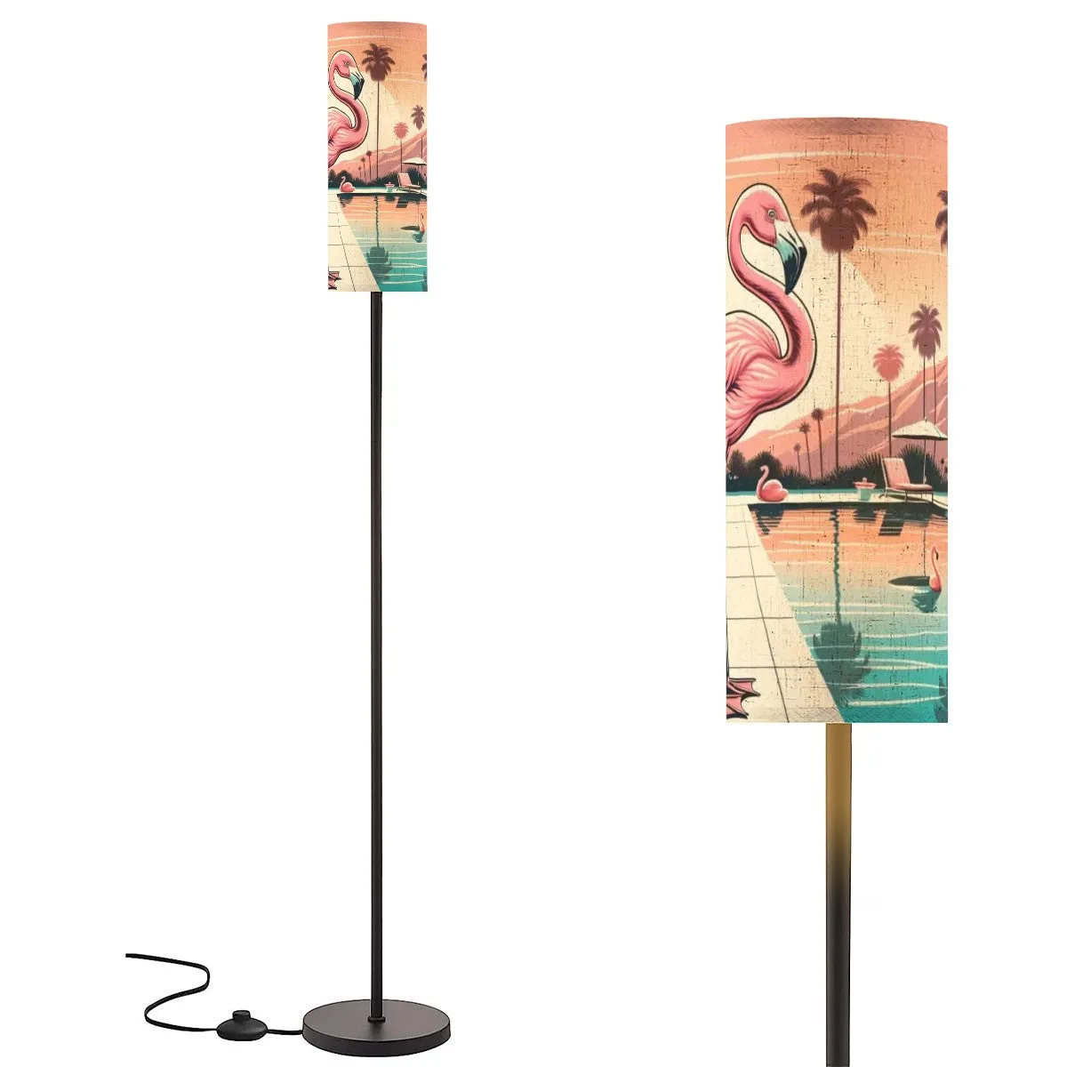 Palm Springs California Kitschy Mod Slim Remote Control Floor Lamp