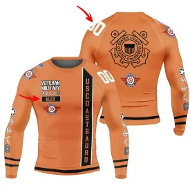 Personalized USA Cost Guard Veteran Men's Long Sleeve Rash Guard