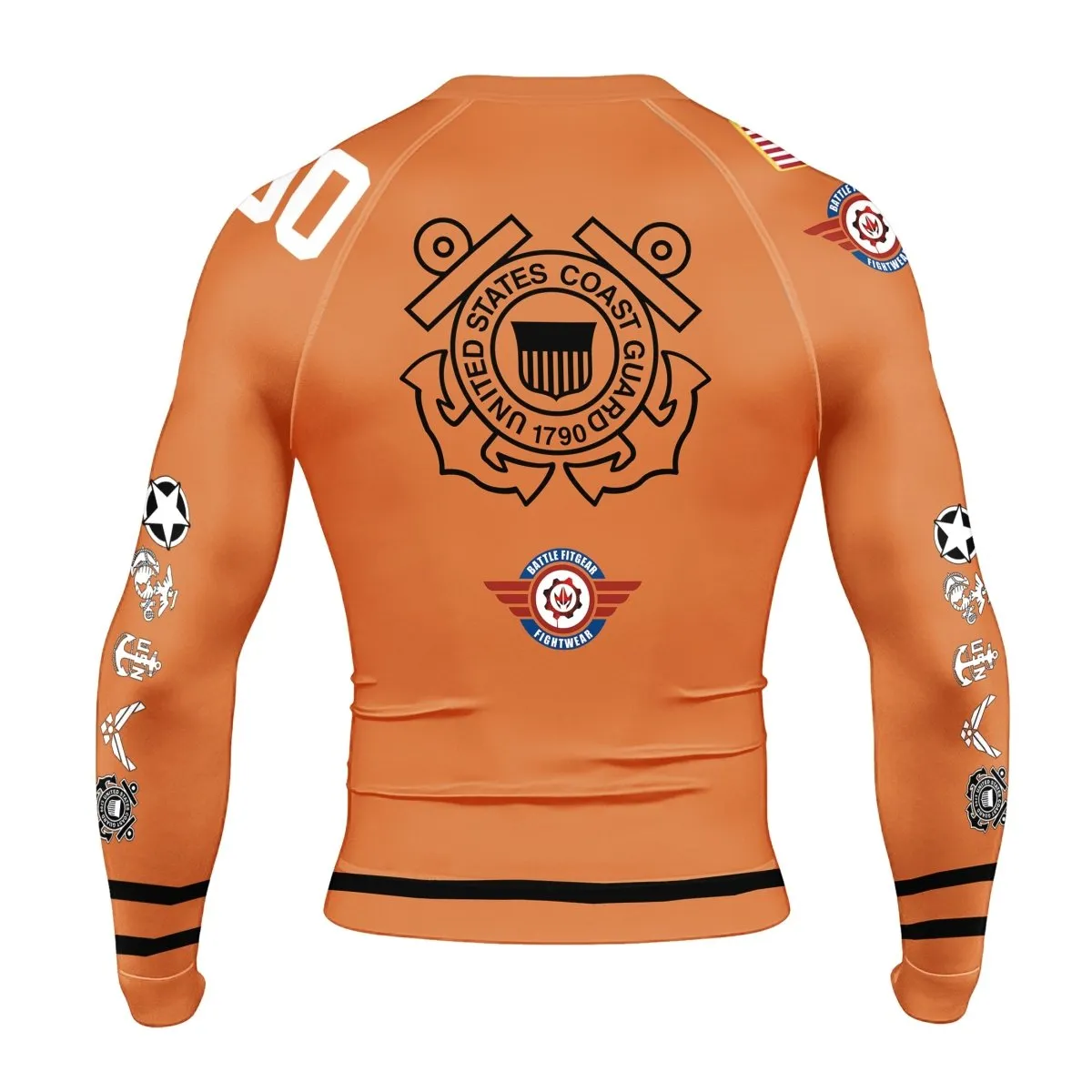 Personalized USA Cost Guard Veteran Men's Long Sleeve Rash Guard