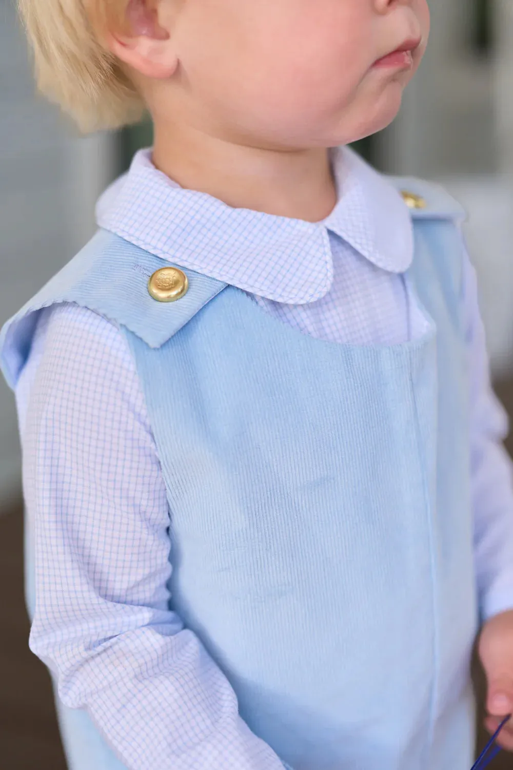 Peter Pan Collar Shirt & Onesie (Long Sleeve Woven) Barrington Blue Mini Windowpane
