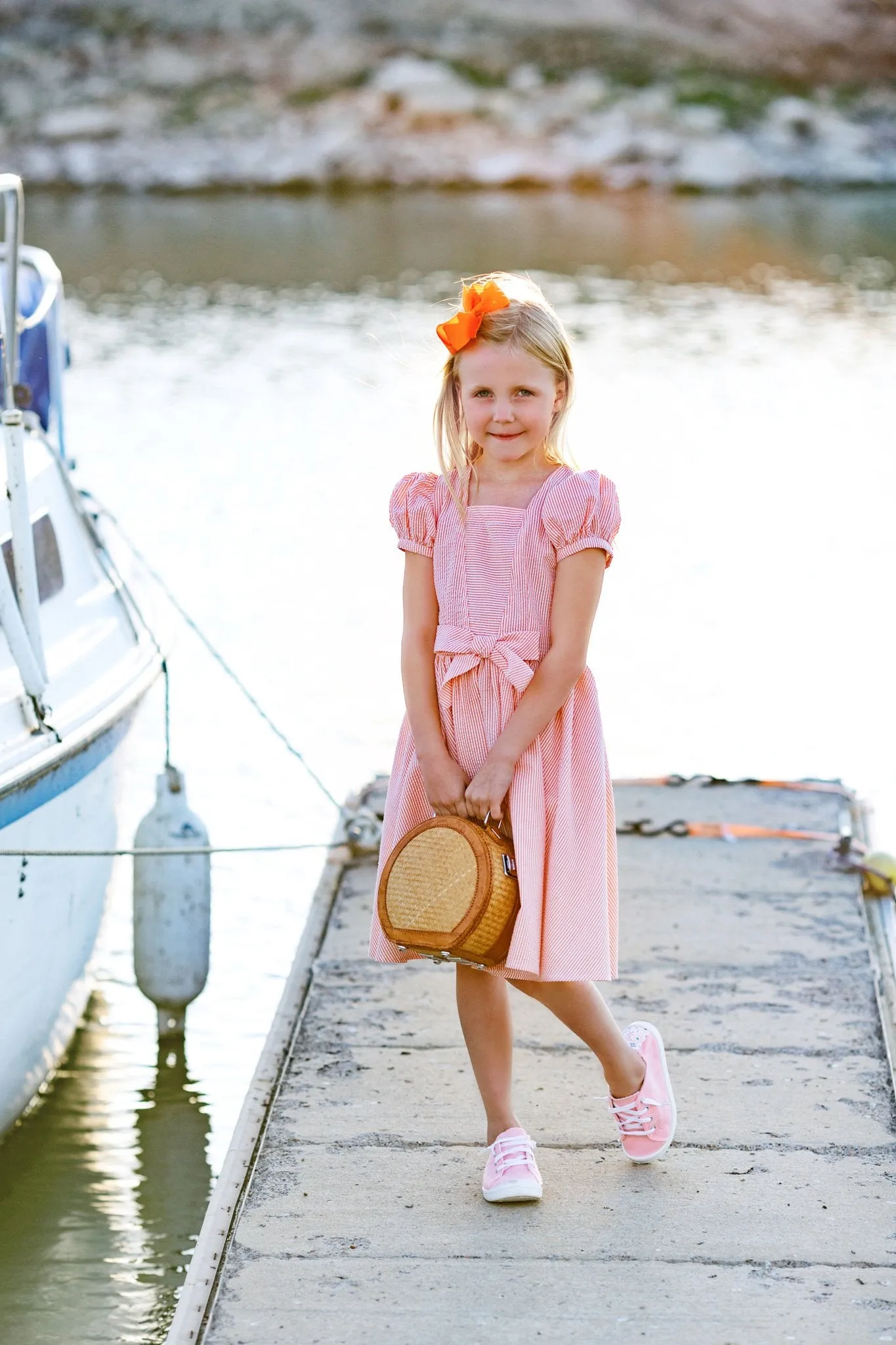 Picnic Dress in Red, White & Blue Seersucker