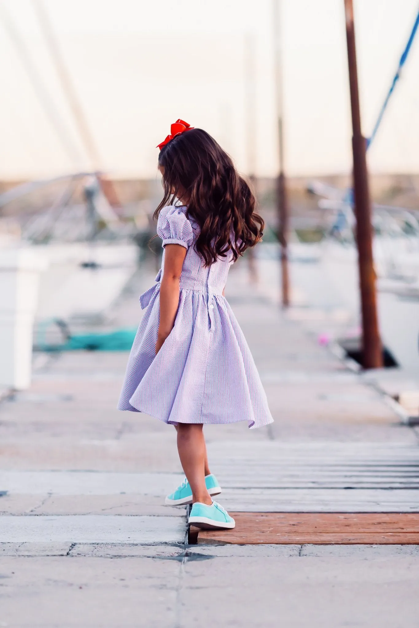 Picnic Dress in Red, White & Blue Seersucker