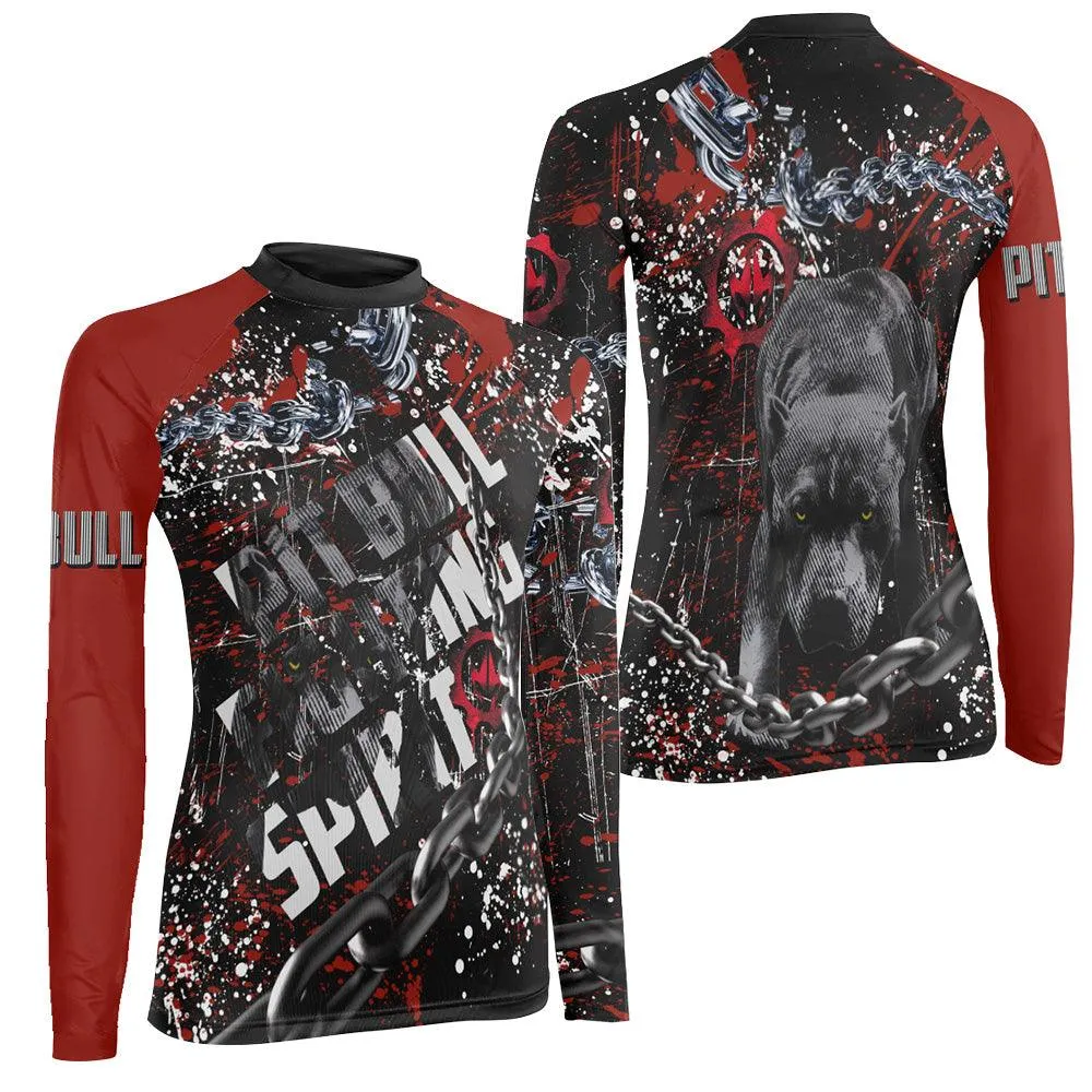 Pitbull Fighting Spirit Women's Long Sleeve Rash Guard