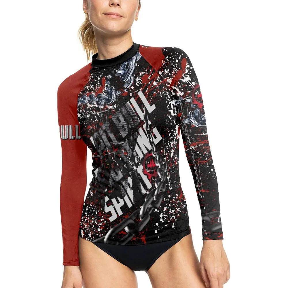 Pitbull Fighting Spirit Women's Long Sleeve Rash Guard