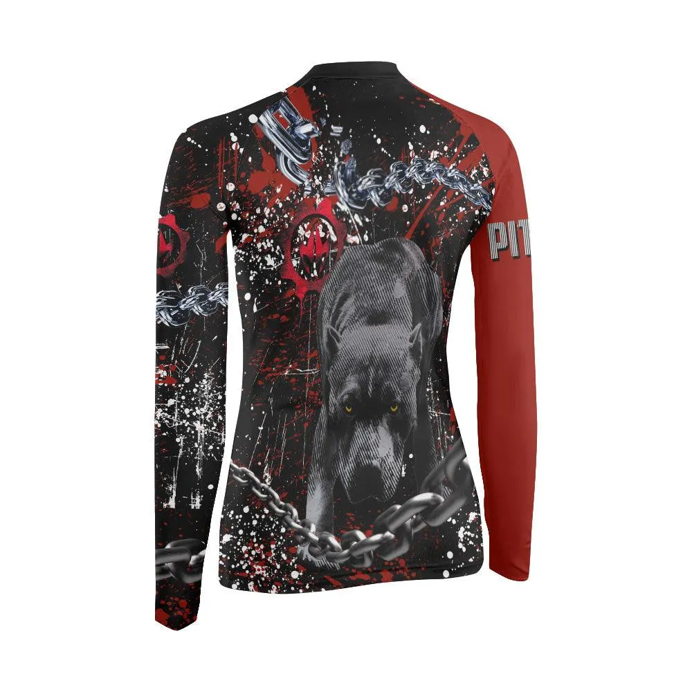 Pitbull Fighting Spirit Women's Long Sleeve Rash Guard