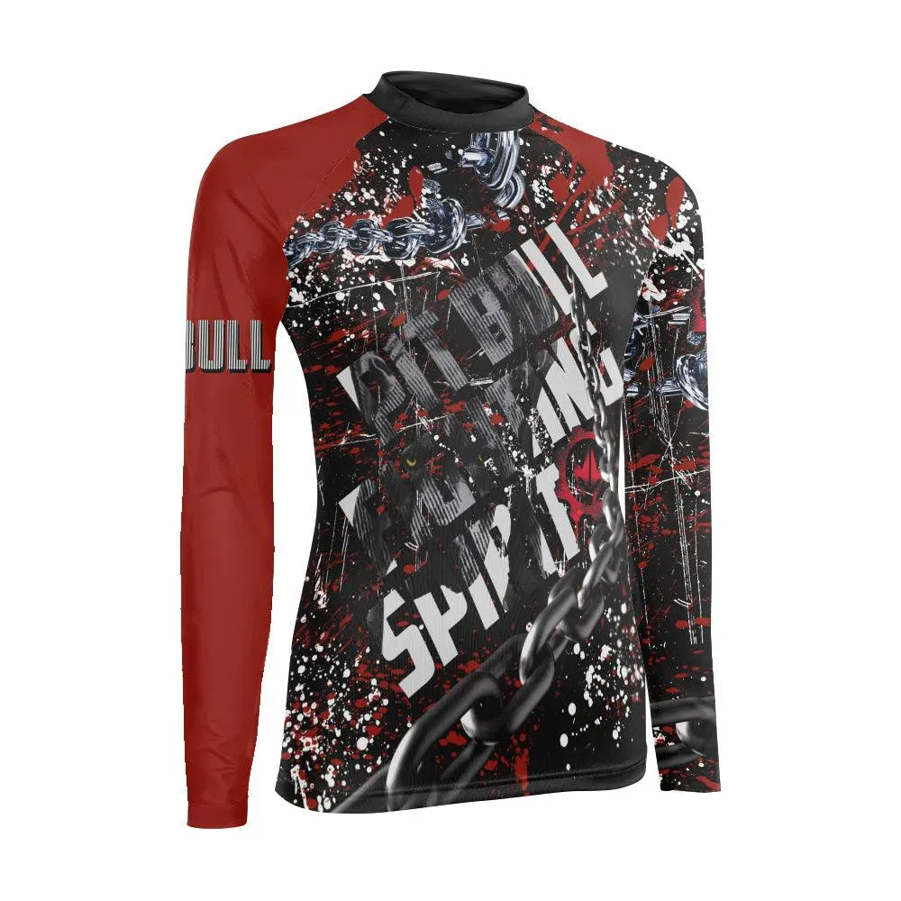 Pitbull Fighting Spirit Women's Long Sleeve Rash Guard