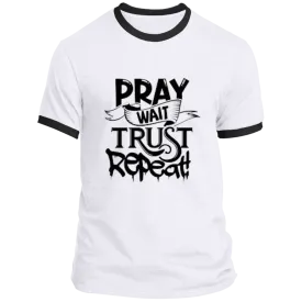 Pray Wait Trust Repeat Ringer Tee, Pray Wait Trust Repeat For Women, Shirt for Women, Christian Shirts for Women, Jesus Shirt, Gift for Women, Gift for Her, Christian Clothing
