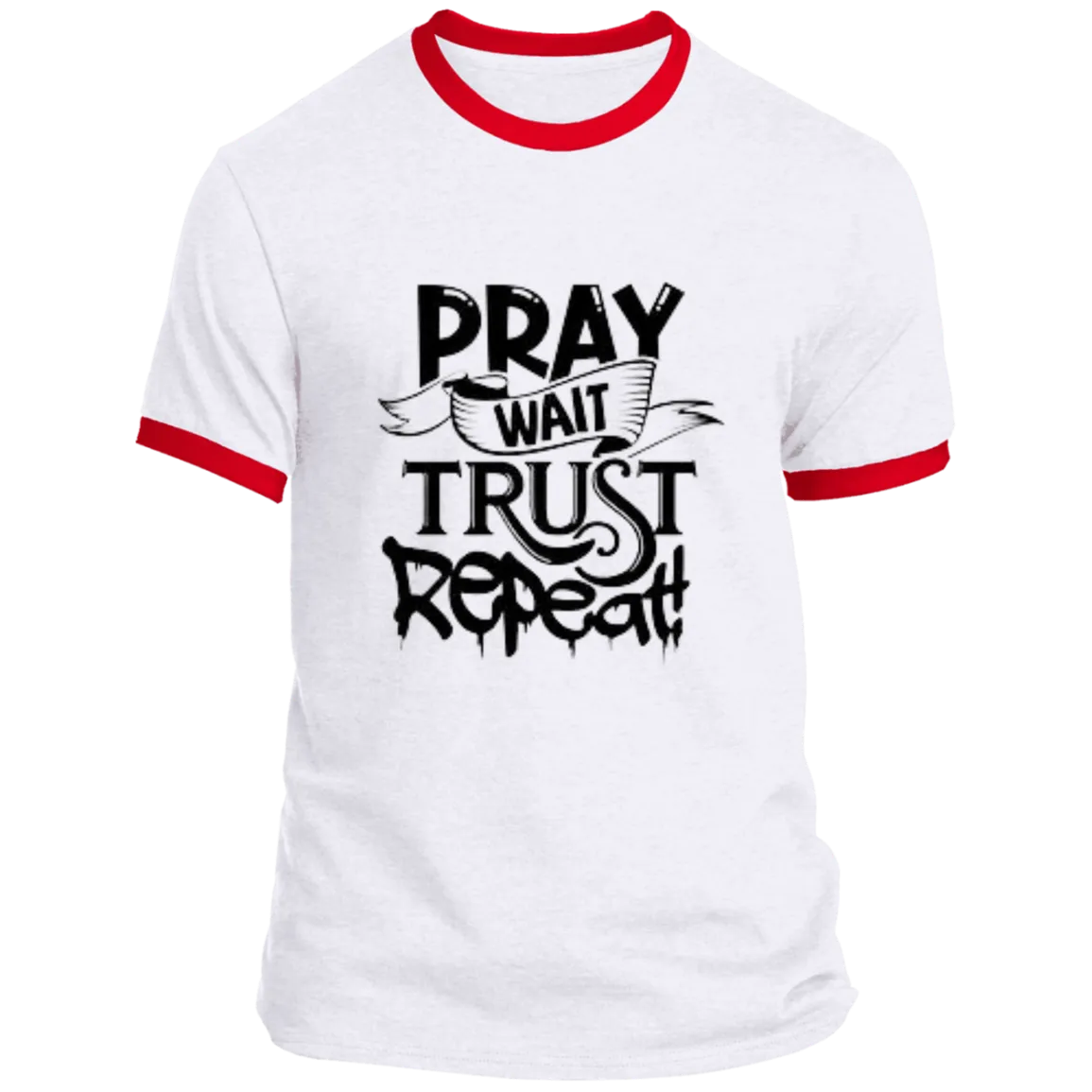 Pray Wait Trust Repeat Ringer Tee, Pray Wait Trust Repeat For Women, Shirt for Women, Christian Shirts for Women, Jesus Shirt, Gift for Women, Gift for Her, Christian Clothing