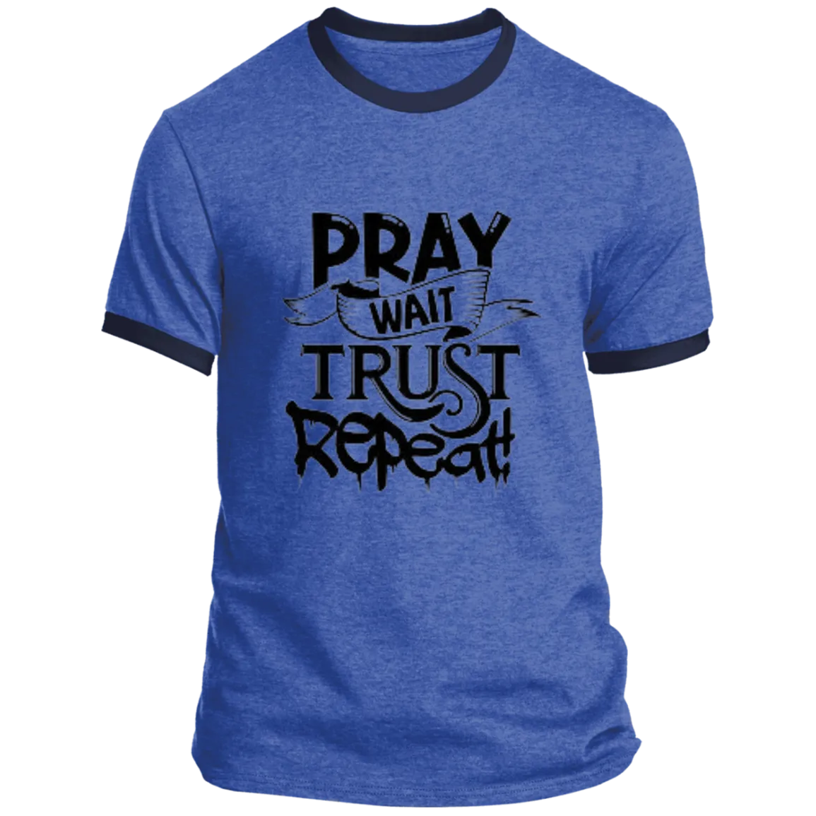 Pray Wait Trust Repeat Ringer Tee, Pray Wait Trust Repeat For Women, Shirt for Women, Christian Shirts for Women, Jesus Shirt, Gift for Women, Gift for Her, Christian Clothing