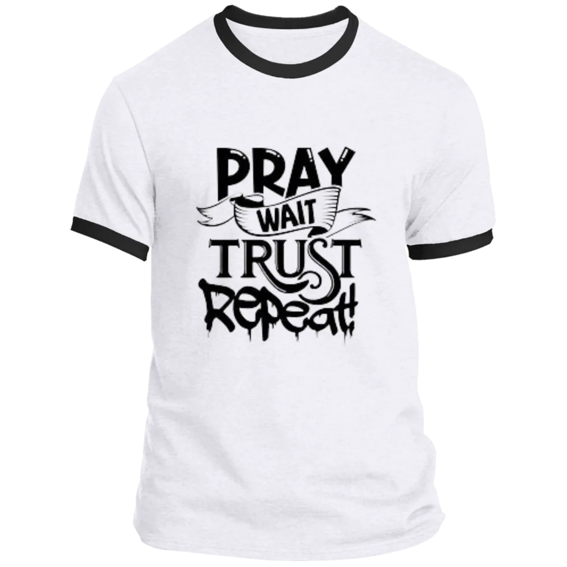 Pray Wait Trust Repeat Ringer Tee, Pray Wait Trust Repeat For Women, Shirt for Women, Christian Shirts for Women, Jesus Shirt, Gift for Women, Gift for Her, Christian Clothing