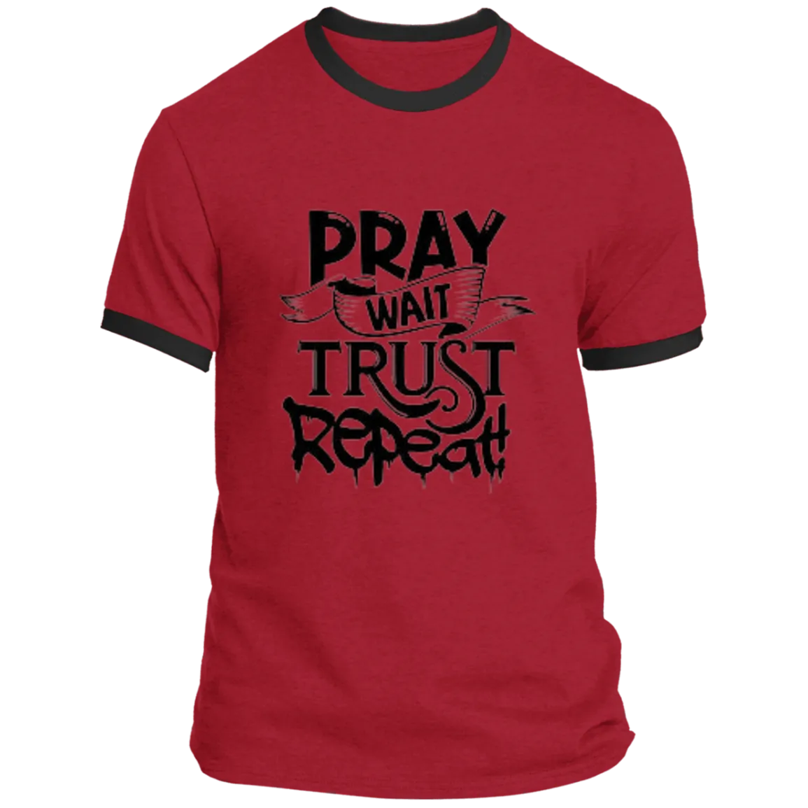 Pray Wait Trust Repeat Ringer Tee, Pray Wait Trust Repeat For Women, Shirt for Women, Christian Shirts for Women, Jesus Shirt, Gift for Women, Gift for Her, Christian Clothing