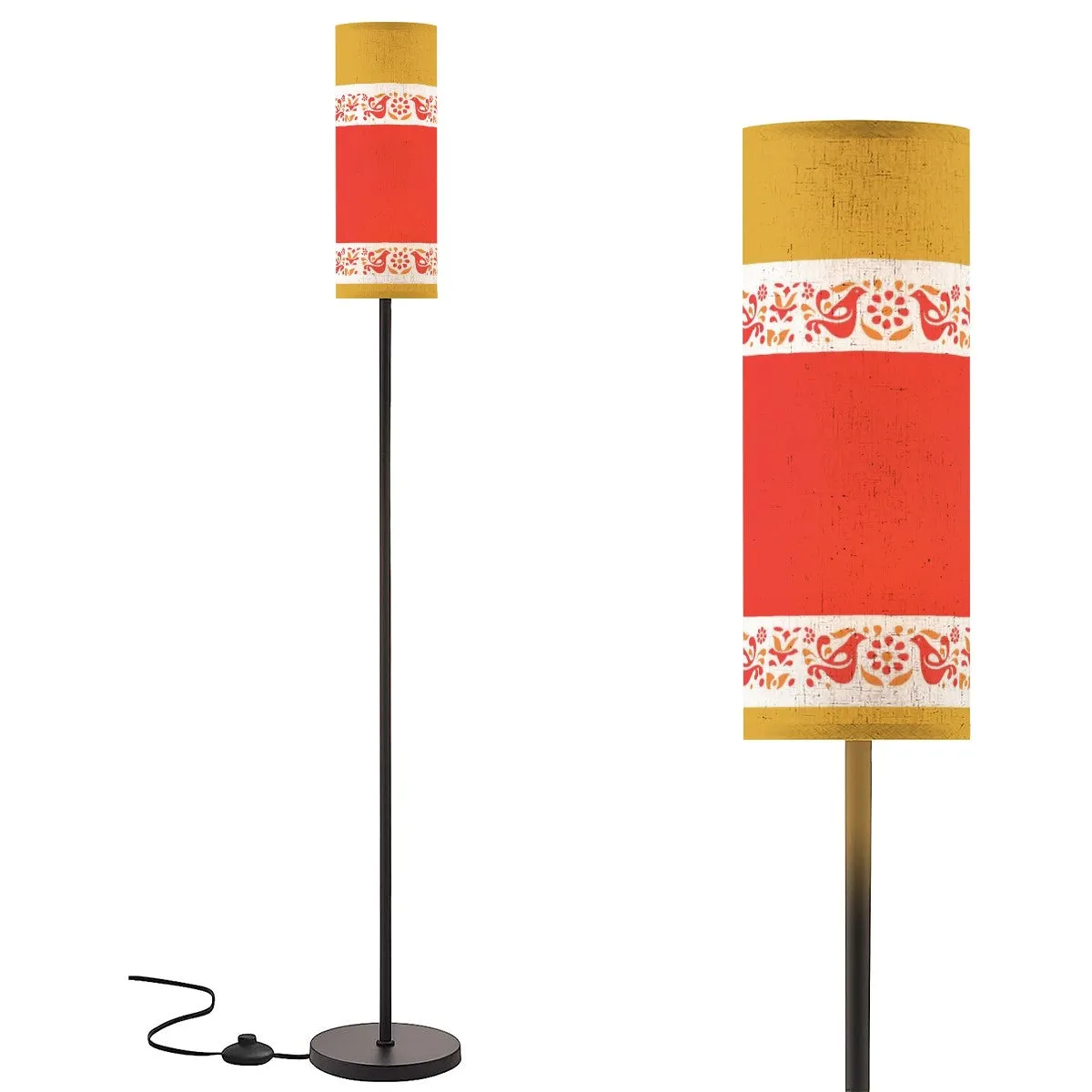 Pyrex Friendship Pattern Amish Rooster, Mod Slim Floor Lamp