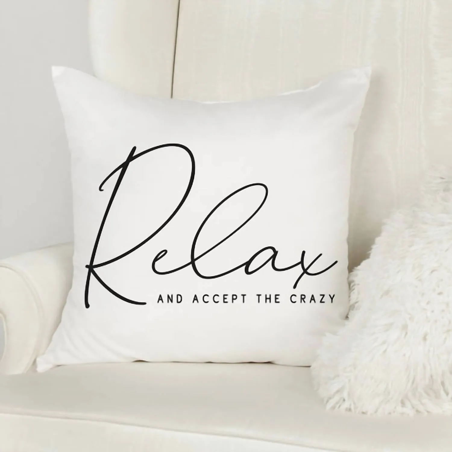 "relax" Decorative Throw Pillow In White