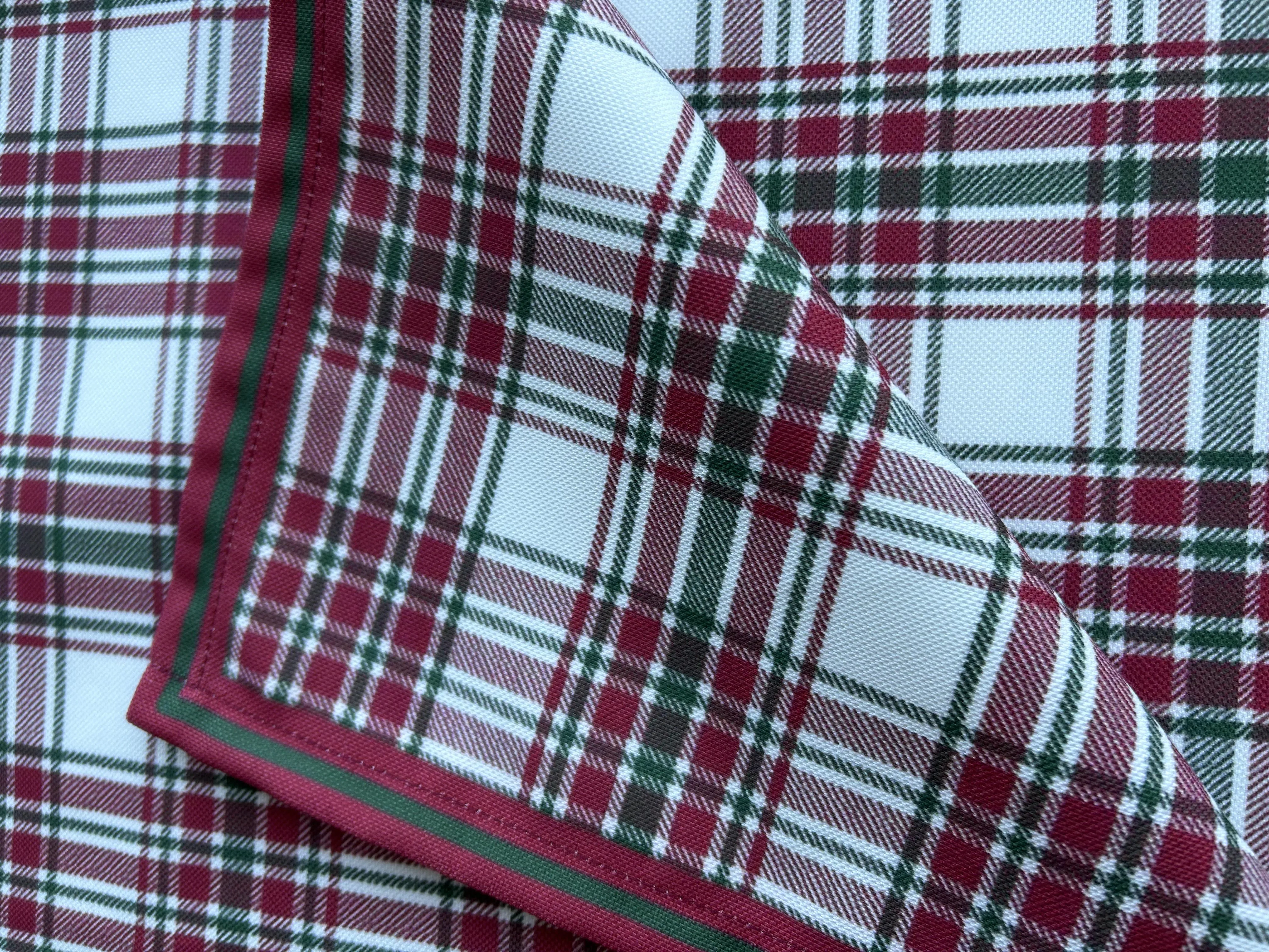 Red and Green Plaid Holiday Placemats Set for Christmas or Rustic Table Setting