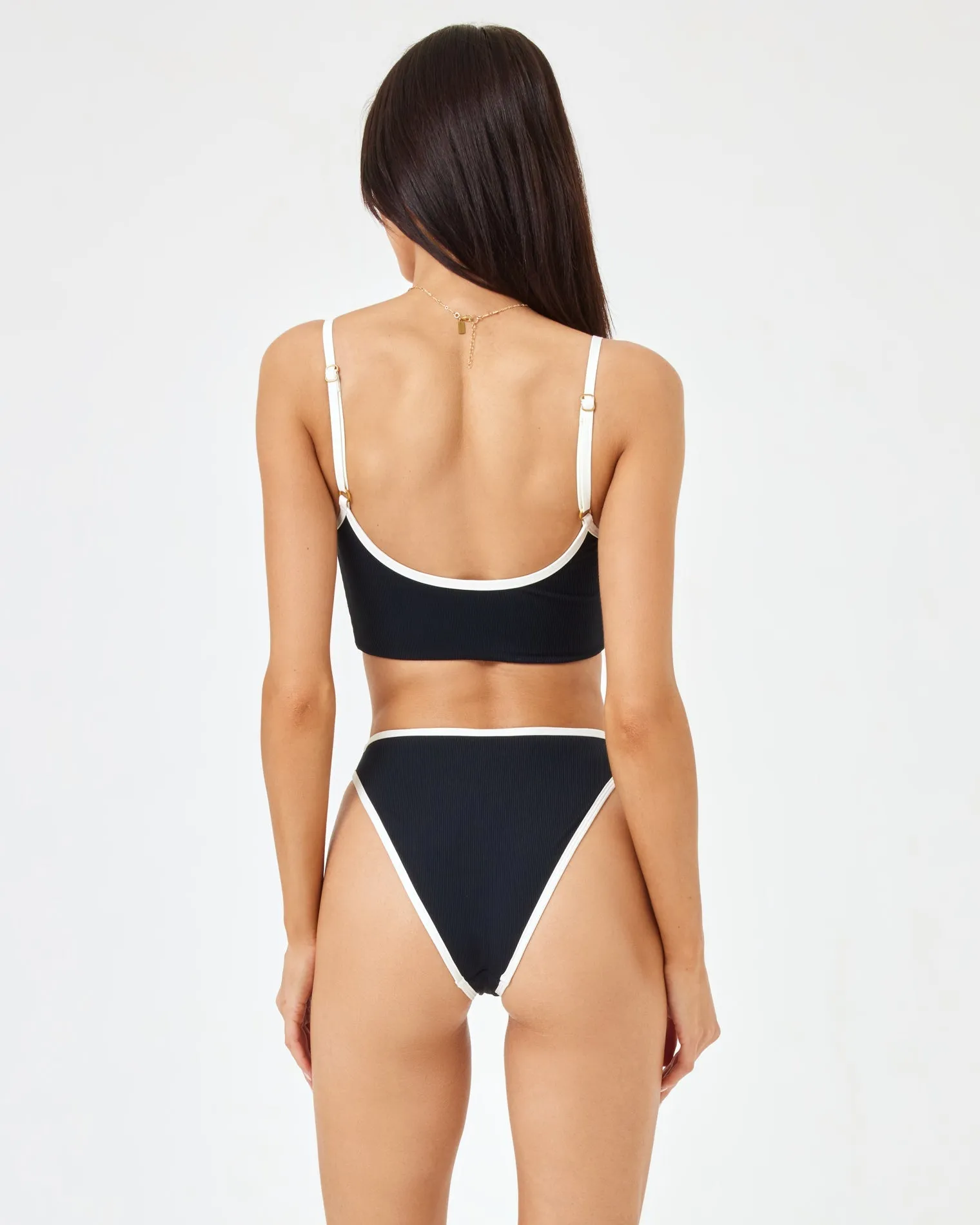 Ribbed Nora Bikini Bottom - Black-Cream