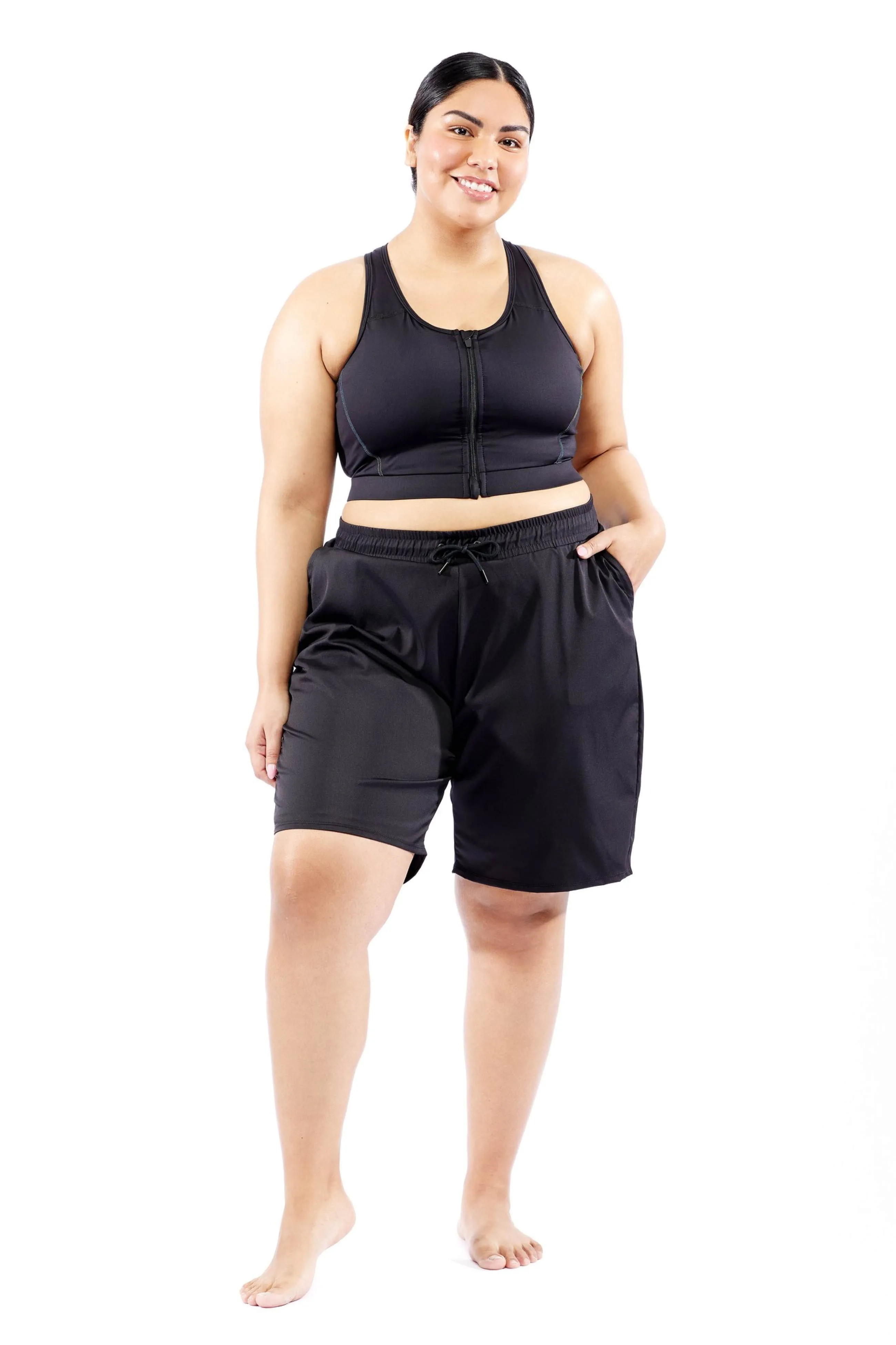 Swim Racerback Zip Top - Black Ombre