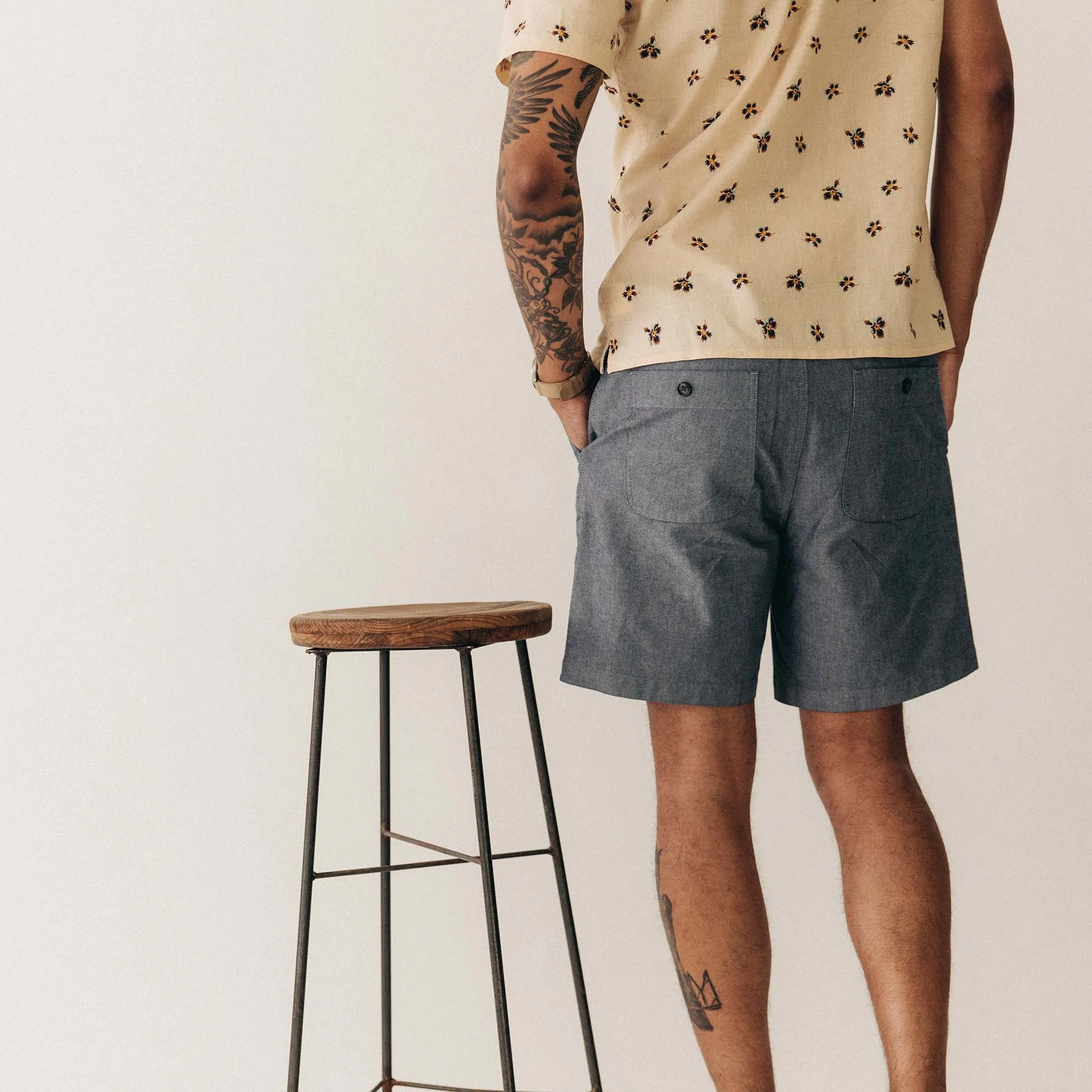 The Apres Short in Indigo Chambray