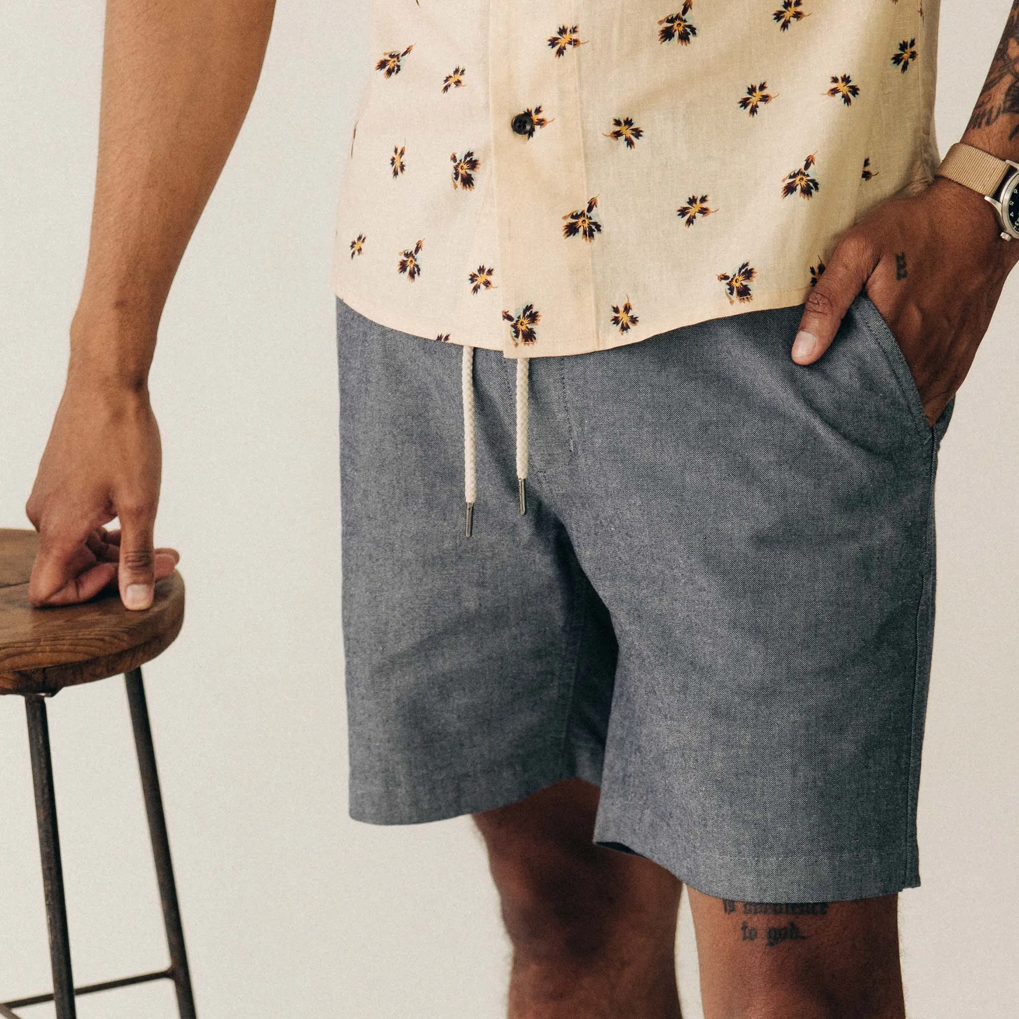 The Apres Short in Indigo Chambray