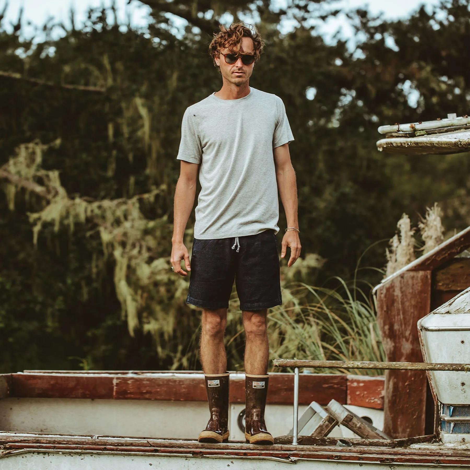 The Après Short in Indigo Crepe
