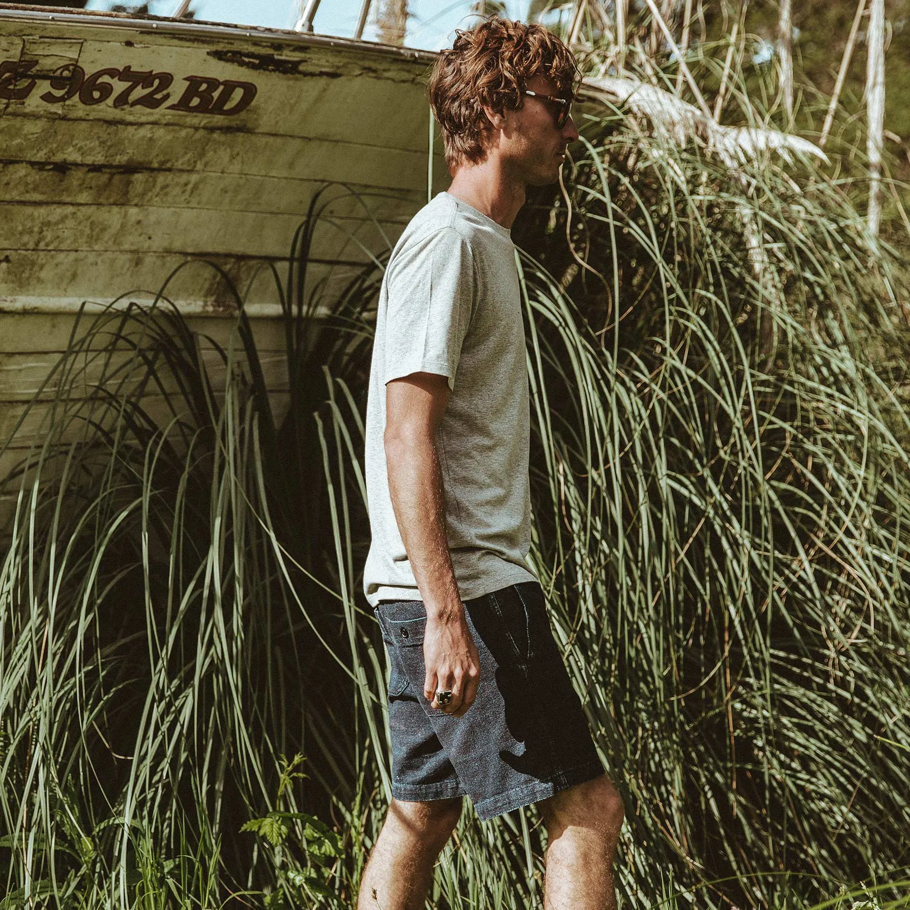 The Après Short in Indigo Crepe