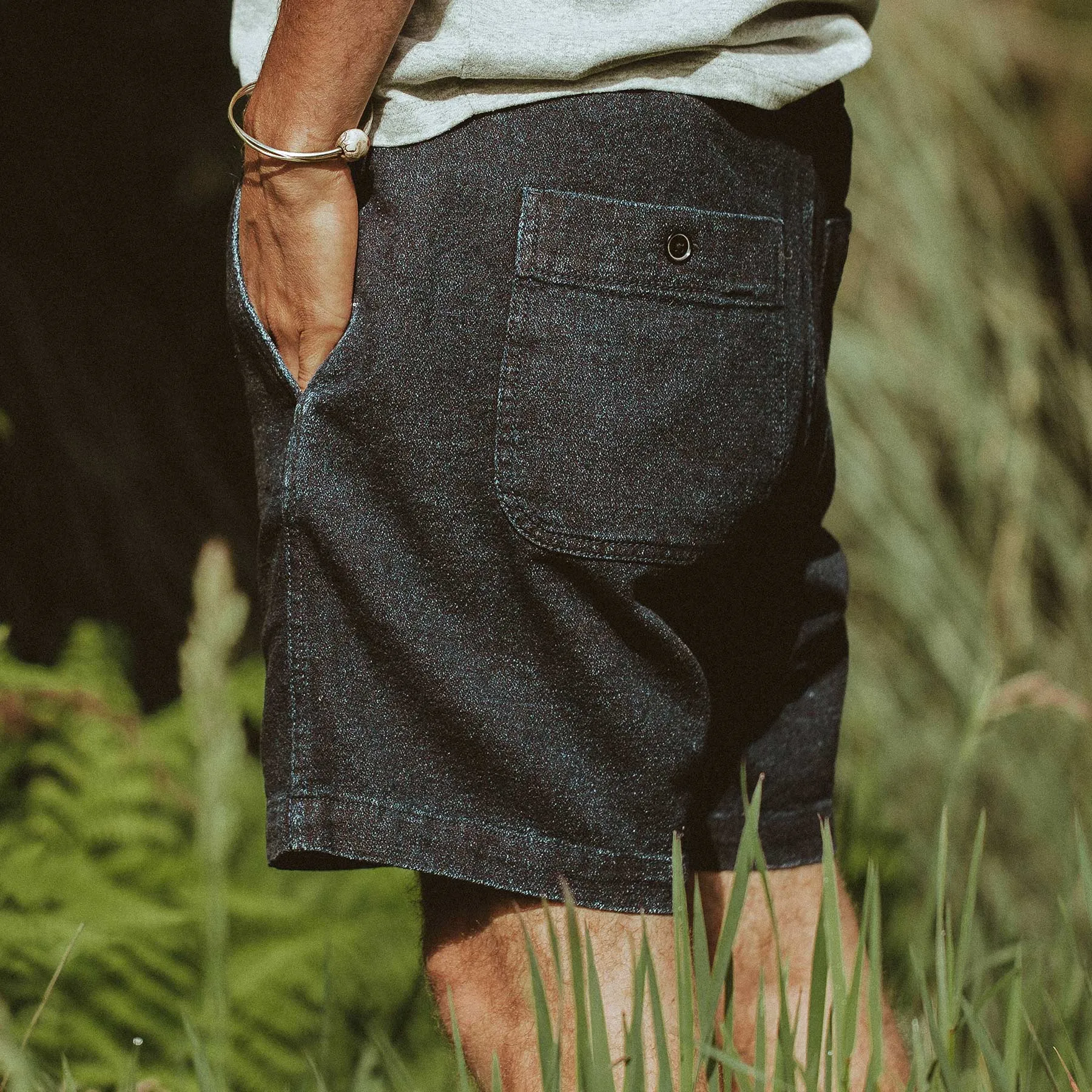 The Après Short in Indigo Crepe