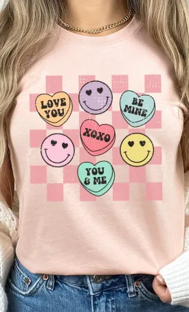 Valentines Heart Candy Checker Graphic Tee