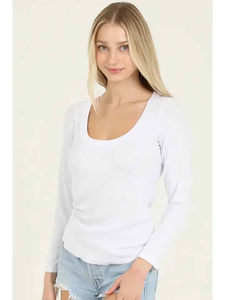 White Scoop Neck Top